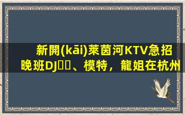 新開(kāi)萊茵河KTV急招晚班DJ、模特，龍姐在杭州帶你上班